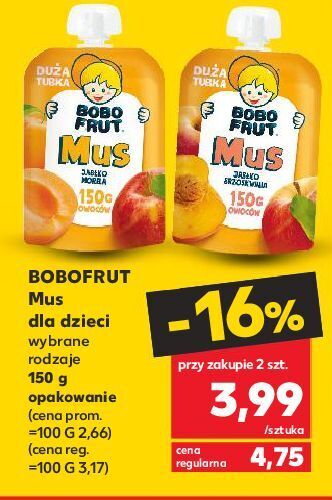 Kaufland Mus jabłko i morela bobo frut oferta
