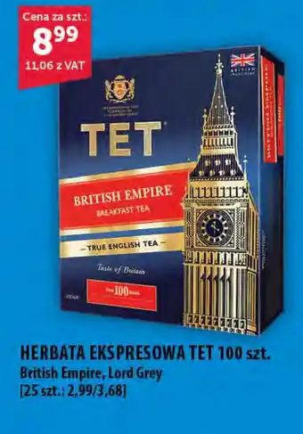 Eurocash Tet Herbata Espresowa 100szt. British Empire, Lord Grey oferta