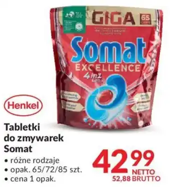 Makro Henkel Tabletki do zmywarek Somat różne rodzaje 65/72/85szt. oferta