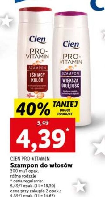 Lidl Szampon do włosów większa objętość cien pro vitamin oferta