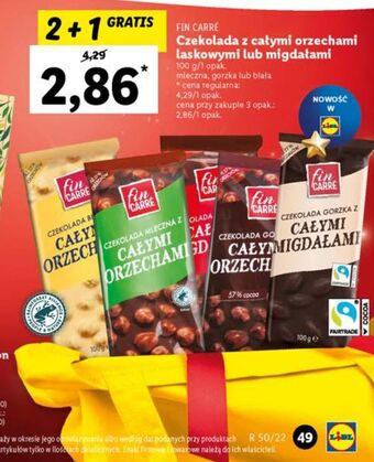 Lidl Czekolada biała z całymi orzechami laskowymi fin carre oferta