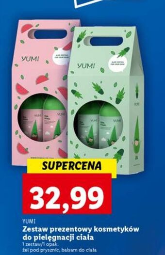 Lidl Zestaw w pudełku arbuz żel pod prysznic 400 m l + balsam do ciała 300 ml yumi cosmetics oferta