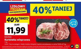Lidl Karkówka wieprzowa bez kości rzeźnik codzienna dostawa oferta