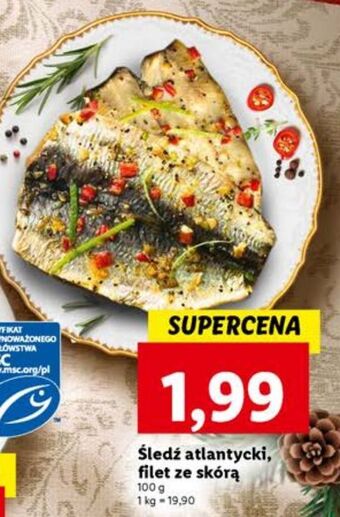 Śledź atlantycki płat ze skórą