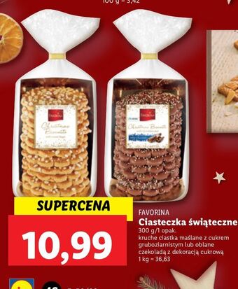 Lidl Ciastka kruche maślane z czekoladą i dekoracją cukrową favorina oferta