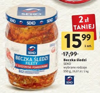 Intermarche Beczka śledzi filety z suszonymi pomidorami seko oferta