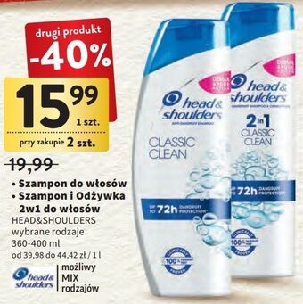 Intermarche Szampon do włosów classic clean 2w1 head&shoulders oferta