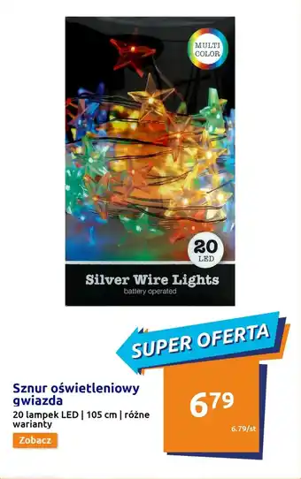 Action Sznur oświetleniowy gwiazda 20 lampek LED 105 cm różne warianty oferta