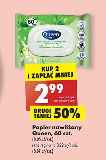 Biedronka Papier toaletowy nawilżany zielona herbata queen oferta
