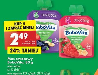 Mus banan i jabłko z truskawką kiwi bobovita