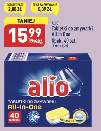 ALDI Alio Tabletki do zmywarki All in One opak. 40szt. oferta