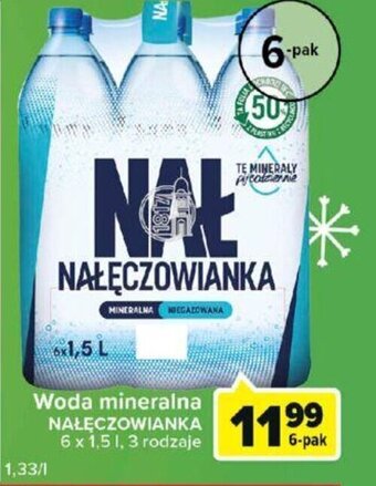 Carrefour Nałęczowianka Woda mineralna 6 x 1,5l, 3 rodzaje oferta