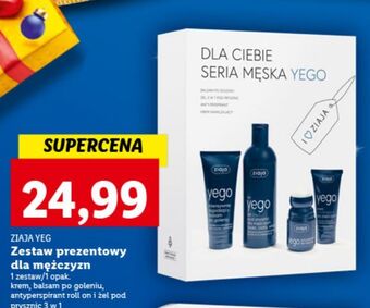 Lidl Zestaw yego krem nawilżający 50 ml + balsam po goleniu 75 antyperspirant roll-on 60 żel pod prysznic 300 ziaja oferta