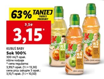 Lidl Sok marchew jabłko kubuś baby oferta