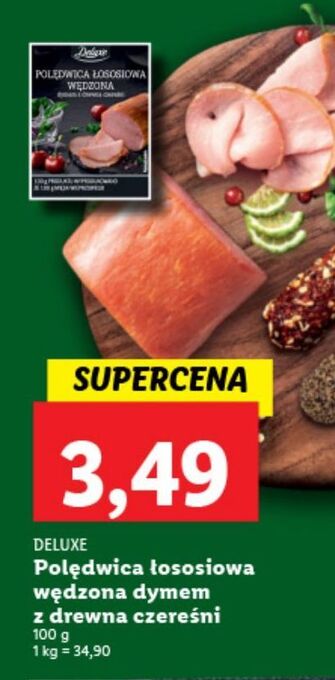 Lidl Polędwica łososiowa wędzona drewnem czereśni deluxe oferta