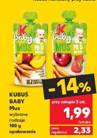 Kaufland Mus jabłko-truskawka-marchew kubuś baby oferta