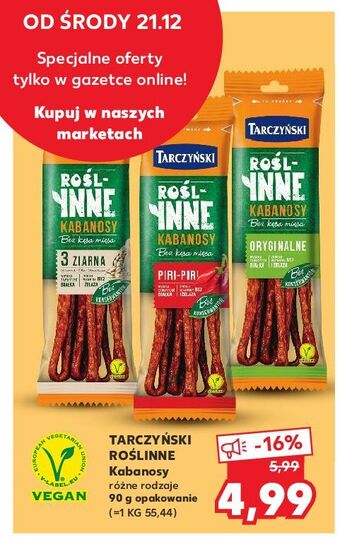 Kaufland Kabanosy oryginalne tarczyński roślinne oferta