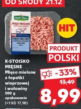 Kaufland Mięso mielone z łopatki wieprzowej i wołowiny stoisko mięsne oferta