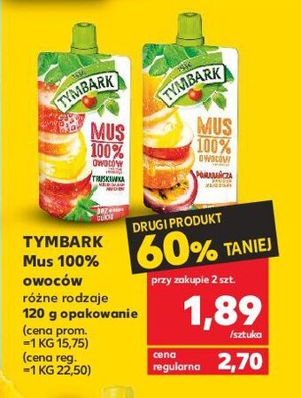 Kaufland Mus truskawka-jabłko-banan-marchew tymbark 100% owoców oferta