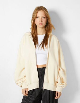 Bershka Bluza oversize z kapturem i zapięciem na suwak oferta