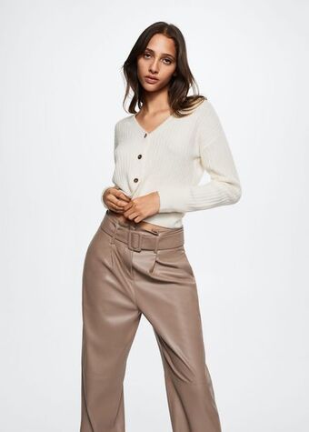 MANGO Spodnie ze sztucznej skóry z prostymi nogawkami oferta