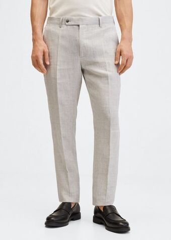 MANGO Lniane garniturowe spodnie slim-fit oferta