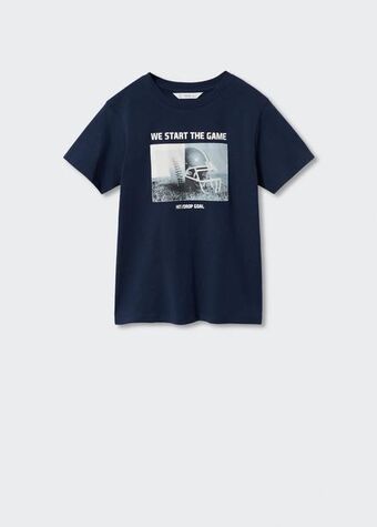 MANGO Bawełniany wzorzysty t-shirt oferta