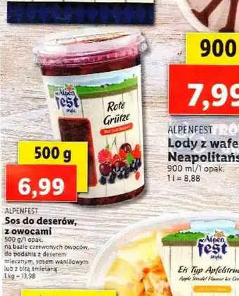 Lidl Sos do deserów z owocami 500g oferta