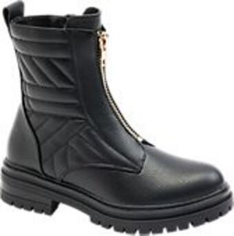 Deichmann Czarne botki damskie ze złotym suwakiem oferta