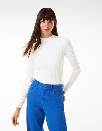 Bershka Sweter z prążkowanego materiału z golfem oferta