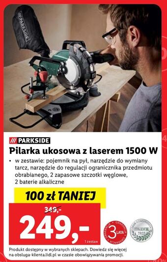 Lidl Pilarka ukosowa z laserem 1500 w parkside oferta