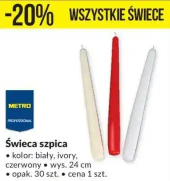 Makro Metro Świeca szpica kolor: biały, ivory, czerwony wys. 24cm oferta