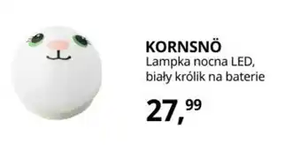 IKEA Kornsno Lampka nocna LED, biały królik na baterie oferta