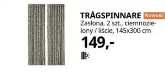 IKEA Tragspinnare Zasłona 2szt., ciemnozielony/liście, 145x300cm oferta