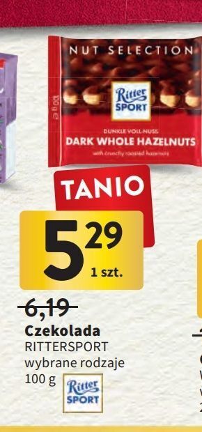 Intermarche Czekolada dark whole hazelnuts ritter sport oferta