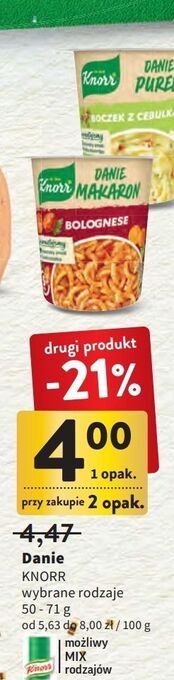 Intermarche Puree boczek z cebulką knorr danie oferta