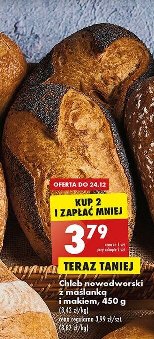 Biedronka Chleb nowodworski z maślanką i makiem oferta