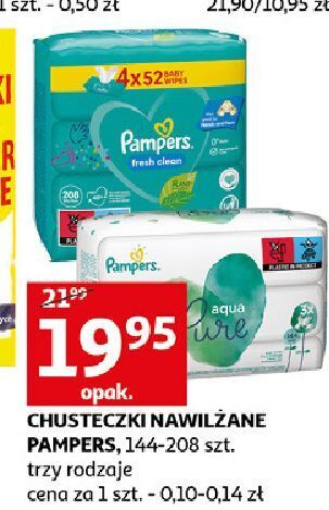 Auchan Chusteczki nawilżane pampers fresh clean oferta