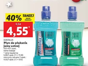 Lidl Płyn do płukania jamy ustnej teeth + gum dentalux oferta