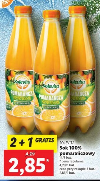 Lidl Sok pomarańczowy 100% solevita oferta