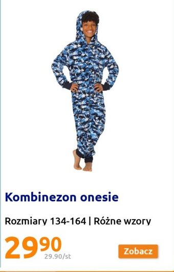 Action Kombinezon onesie Rozmiary 134 - 164 | Różne wzory oferta