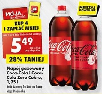 Biedronka Coca-Cola i Coca-Cola zero cukru Napój gazowany 1,75l oferta
