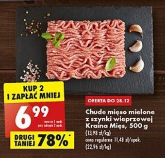 Biedronka Kraina Mięs Chude mięso mielone z szynki wieprzowej, 500g oferta