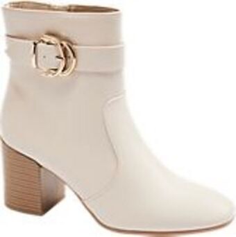 Deichmann Kremowe botki damskie na obcasie oferta
