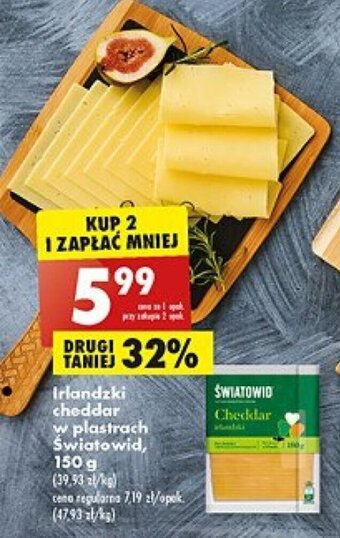 Biedronka Światowid Irlandzki cheddar w plastrach, 150g oferta