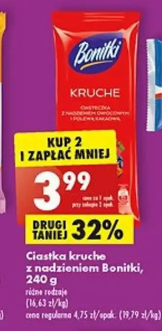 Biedronka Bartniki Ciastka kruche z nadzieniem, 240g różne rodzaje oferta