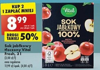 Biedronka Vital Fresh Sok jabłkowy tłoczony, 3l oferta