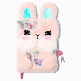 Claire's Butterfly bunny pink plush lock diary oferta