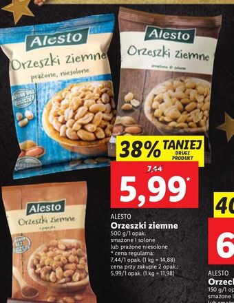 Lidl Orzeszki ziemne prażone i niesolone alesto oferta