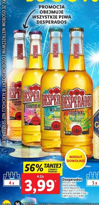 Lidl Piwo desperados strawberry margarita oferta